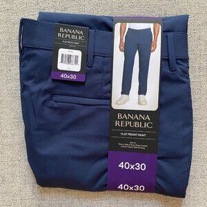 NWT Banana Republic Men's Slim Fit Stretch Flat Front Pant, Blue, 40x30